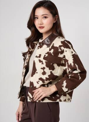 Veste casual coupe droite marron LUMINA femme