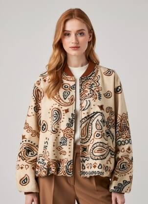 Veste casual col rond beige LUMINA femme
