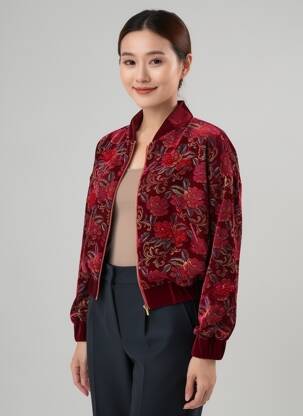Veste casual col rond rouge ANGELA DAVIS femme