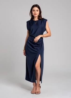 Robe longue manches courtes manches courtes bleu KING KONG femme