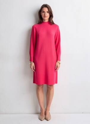Robe pull stretch manches longues rose VOLPATO femme