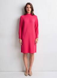 Robe pull stretch manches longues rose VOLPATO femme