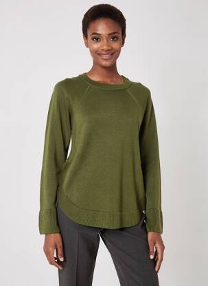 Pull coupe droite manches longues vert VOLPATO femme