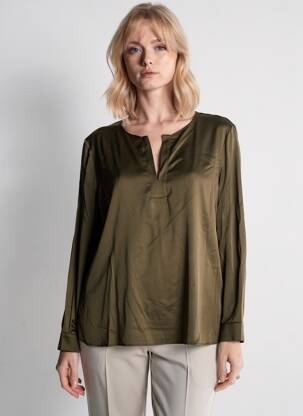Blouse poignets boutonnés avec fente manches longues vert DIANA GALLESI femme