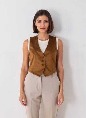 Gilet sans manche poches marron ANGELA DAVIS femme