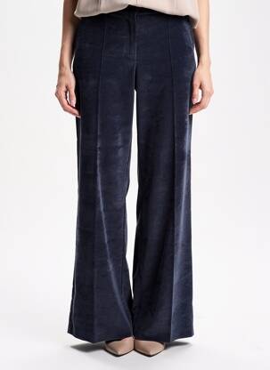 Pantalon large fermeture zippée sous rabat boutonné taille haute bleu DIANA GALLESI femme