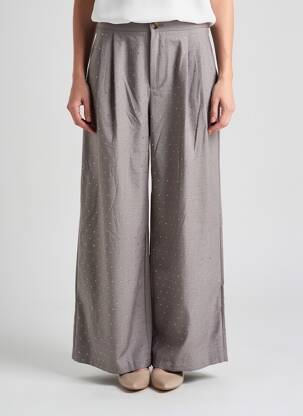 Pantalon large fermeture zippée sous rabat boutonné taille haute gris CIVICO 1 femme