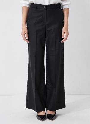 Pantalon large fermeture zippée sous rabat boutonné taille haute noir CIVICO 1 femme