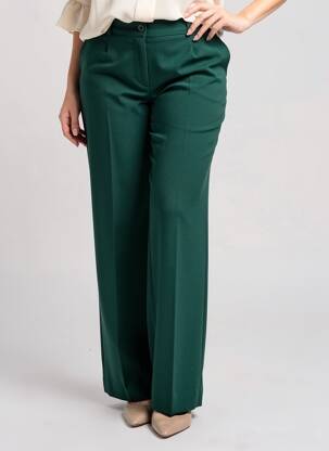Pantalon flare taille à pinces taille haute vert ANGELA DAVIS femme