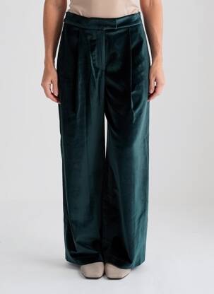 Pantalon large taille à pinces taille haute vert ANGELA DAVIS femme