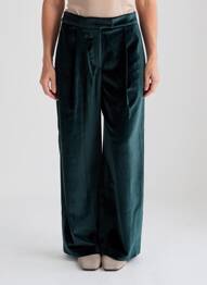 Pantalon large taille à pinces taille haute vert ANGELA DAVIS femme