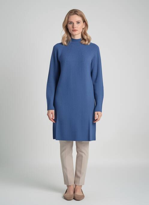 Robe pull stretch manches longues bleu VOLPATO femme