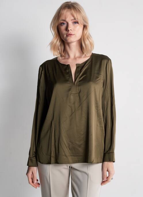 Blouse poignets boutonnés avec fente manches longues vert DIANA GALLESI femme