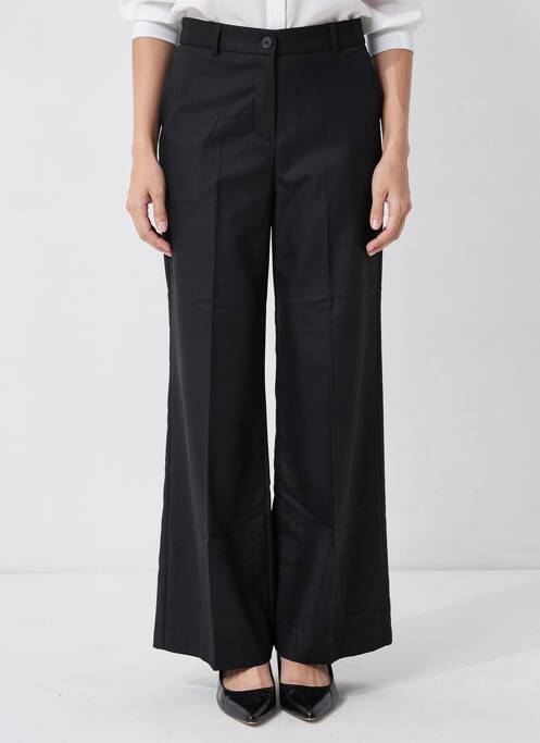 Pantalon large fermeture zippée sous rabat boutonné taille haute noir CIVICO 1 femme