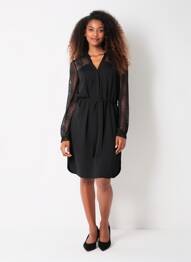 Robe mi-longue manches longues manches longues noir EMA BLUE'S femme