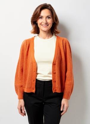 Gilet manches longues resserrée sur le bas orange BRANDTEX femme