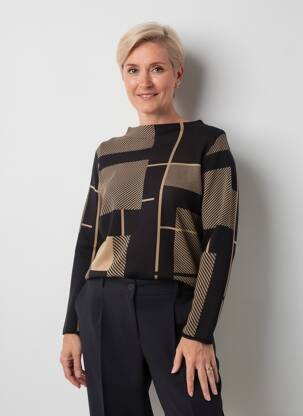 Pull col bateau manches longues noir SIGNATURE femme