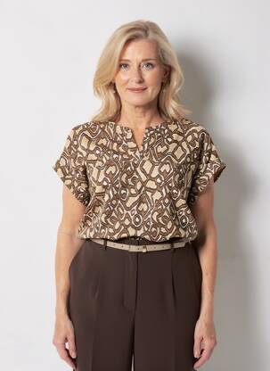 T-shirt imprimé fantaisie manches courtes marron BRANDTEX femme
