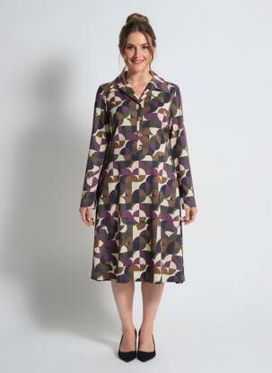 Robe mi-longue manches longues manches longues violet FILLE A SUIVRE femme