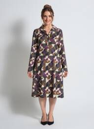 Robe mi-longue manches longues manches longues violet FILLE A SUIVRE femme
