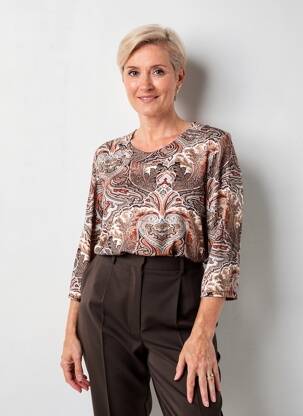 T-shirt manches 3/4 manches 3/4 marron SIGNATURE femme