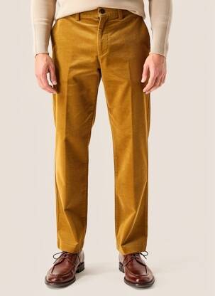 Pantalon chino fermeture zippée sous rabat avec crochet taille normale jaune BUGATTI homme