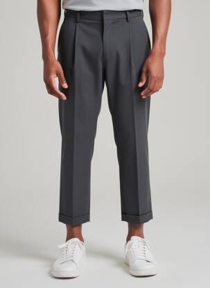 Pantalon chino fermeture zippée sous rabat avec crochet taille basse gris DOCKERS homme