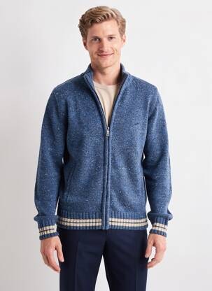 Gilet manches longues tissage chiné bleu FYNCH-HATTON homme