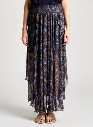 Jupe longue imprimé fantaisie noir BERENICE femme