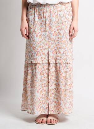 Jupe longue imprimé fantaisie bleu BERENICE femme