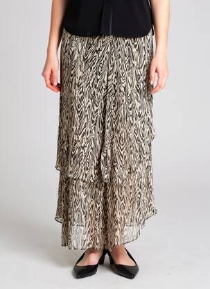 Jupe longue imprimé fantaisie noir BERENICE femme