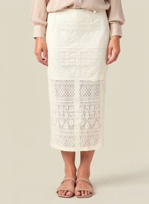 Jupe longue coupe droite blanc LIU JO femme