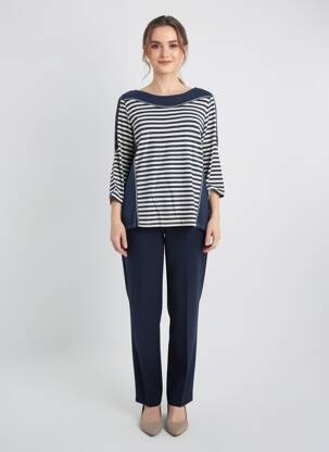 T-shirt manches 3/4 manches 3/4 bleu GUY DUBOUIS femme