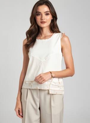 Top coupe cintrée sans manche blanc FRED SABATIER femme
