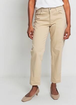Pantalon 7/8 stretch taille normale beige ANNA MONTANA femme