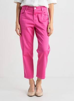 Pantacourt stretch taille normale rose GEVANA femme