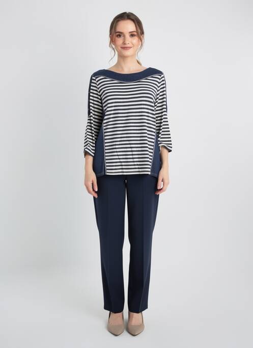 T-shirt manches 3/4 manches 3/4 bleu GUY DUBOUIS femme