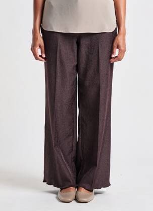 Pantalon droit taille élastique marron AWARE BY VERO MODA femme