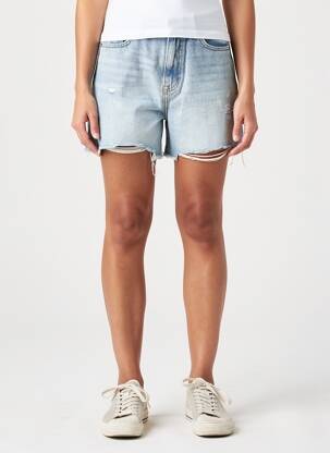 Short tissage denim taille haute bleu PIECES femme