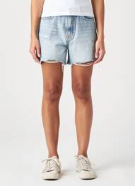 Short tissage denim taille haute bleu PIECES femme