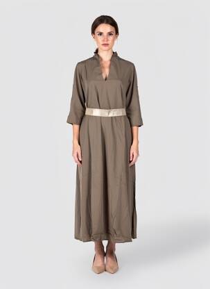 Robe longue tissage popeline manches 3/4 vert MOLLY BRACKEN femme
