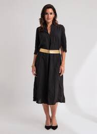 Robe longue coupe cintrée manches 3/4 noir MOLLY BRACKEN femme