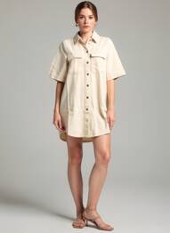 Robe courte manches courtes manches courtes beige PIECES femme