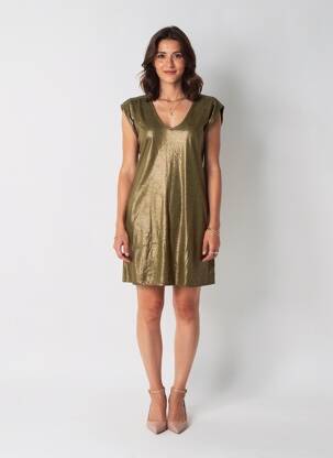 Robe courte manches courtes manches courtes vert PIECES femme