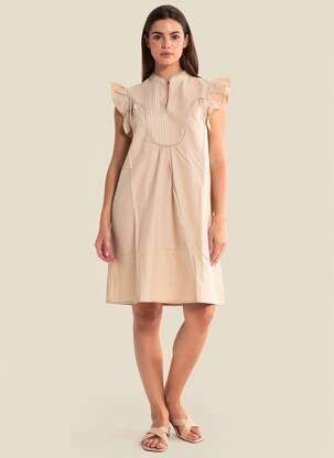 Robe courte manches courtes manches courtes beige ONLY femme
