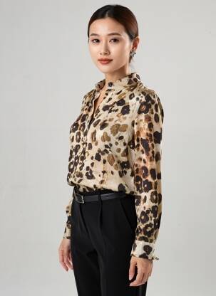 Blouse tissage popeline manches longues beige BETTY BARCLAY femme