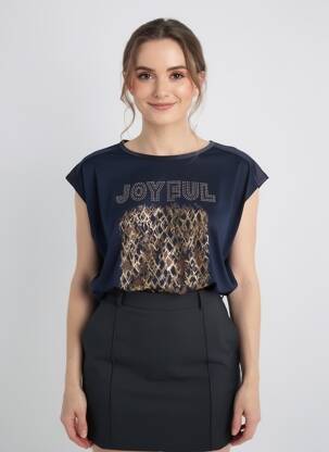 T-shirt sérigraphie manches courtes bleu BETTY BARCLAY femme