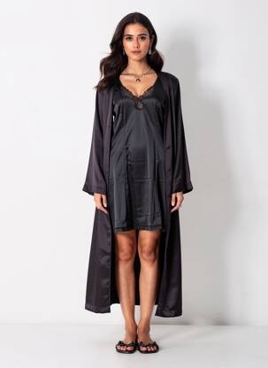 Nuisette/combinette effet matière satinée noir LINGERIE ELIZABETH femme