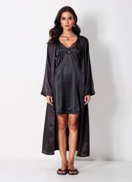 Nuisette/combinette effet matière satinée noir LINGERIE ELIZABETH femme
