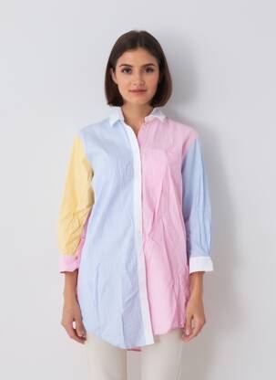 Robe mi-longue manches longues manches longues rose FIGARET femme